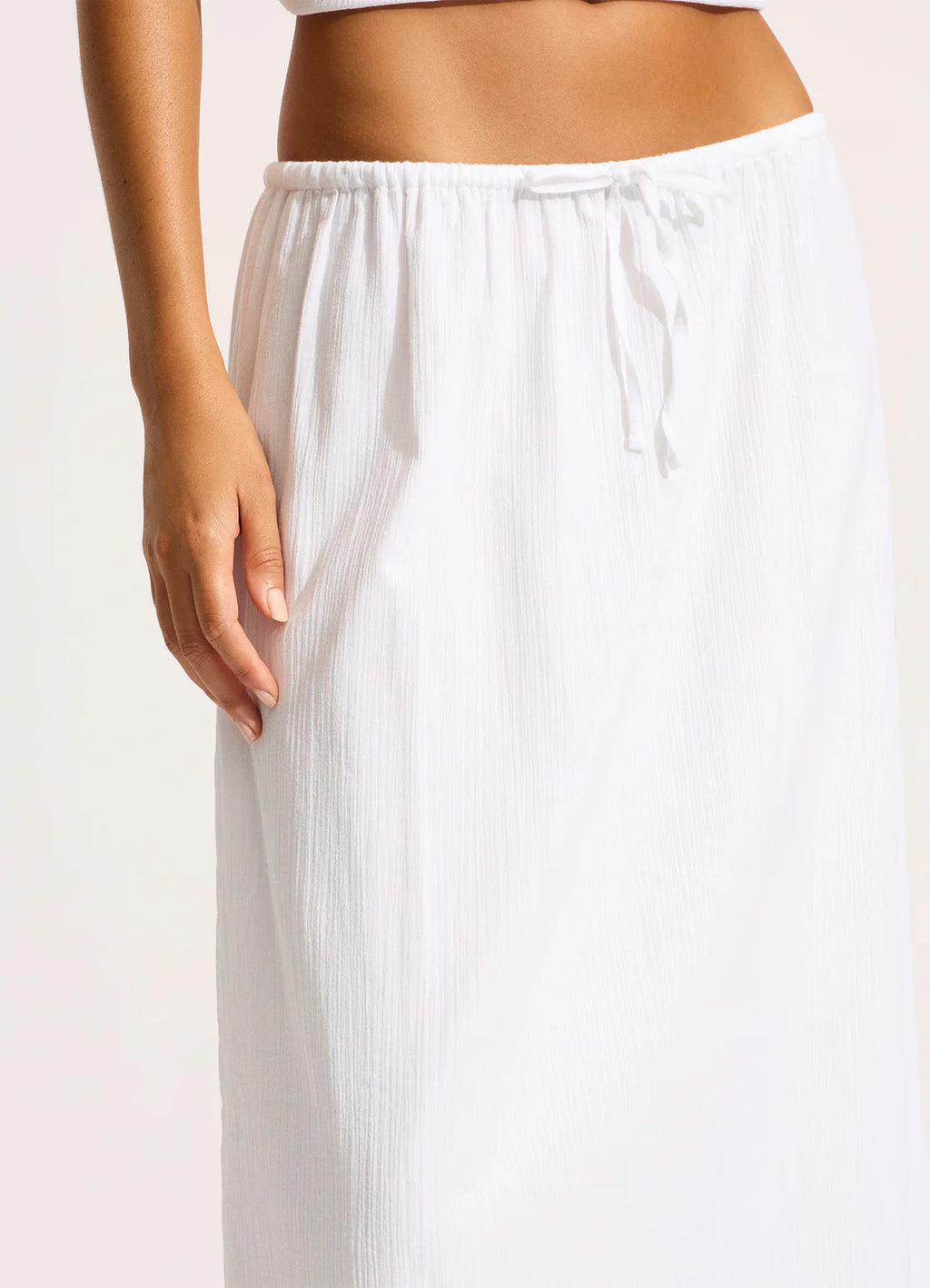 Sea Folly - Crinkle Maxi Skirt - White