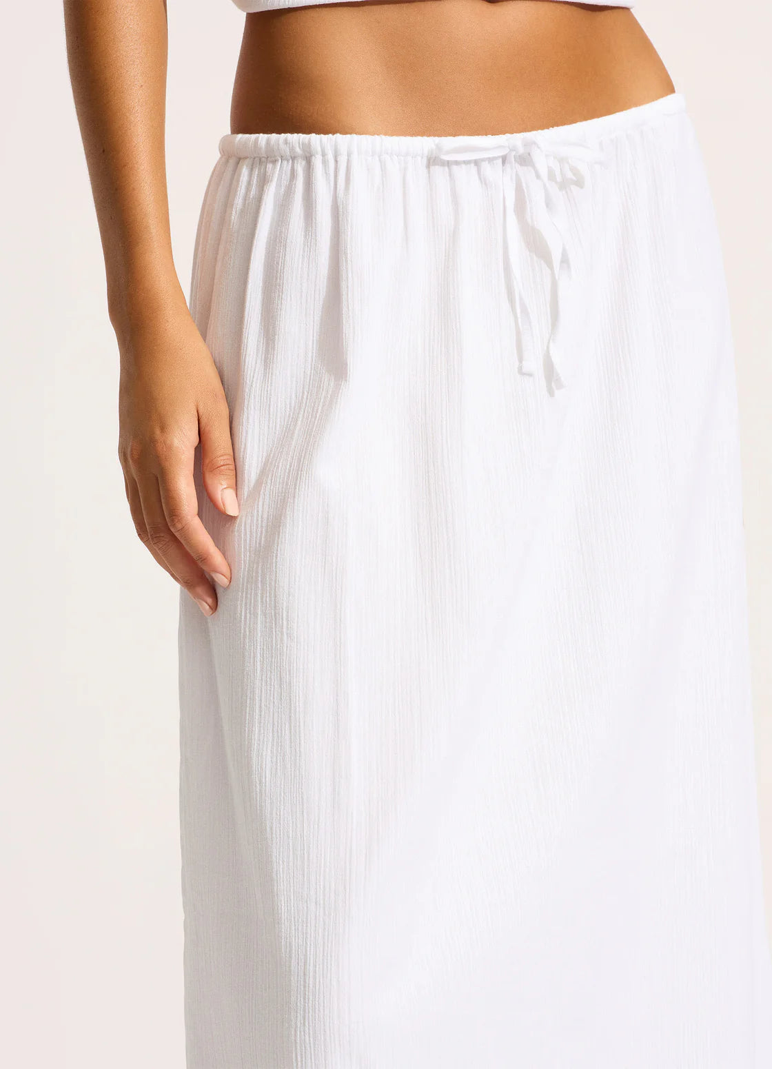 Sea Folly - Crinkle Maxi Skirt - White