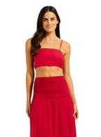 SEAFOLLY - Shirred Waist Midi Skirt - Cosmo Red