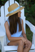Sundaíse Henrietta Panama Hat Blue White Stripe 6-12Y