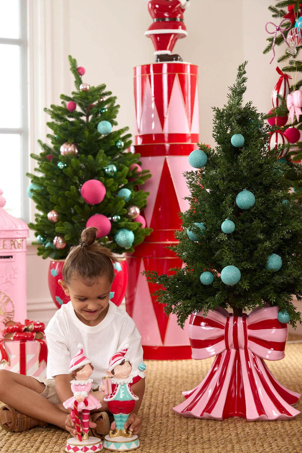 Holly & Ivy 114.5 CM RED AND PINK BOW CHRISTMAS TREE