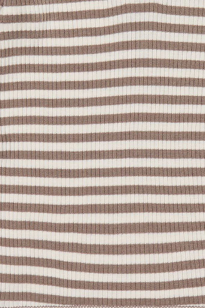 Jamie Kay Organic Cotton Modal Long Sleeve Top - Narrow Stripe Tweed/Cloud