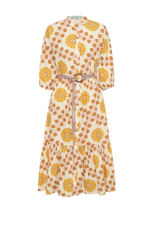 Bohemian Traders Spiral Dolman Midi Dress || Geo Swirl