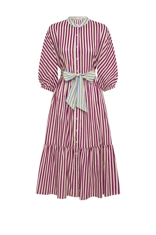 Bohemian Traders Dolman Dress || Grape Stripe