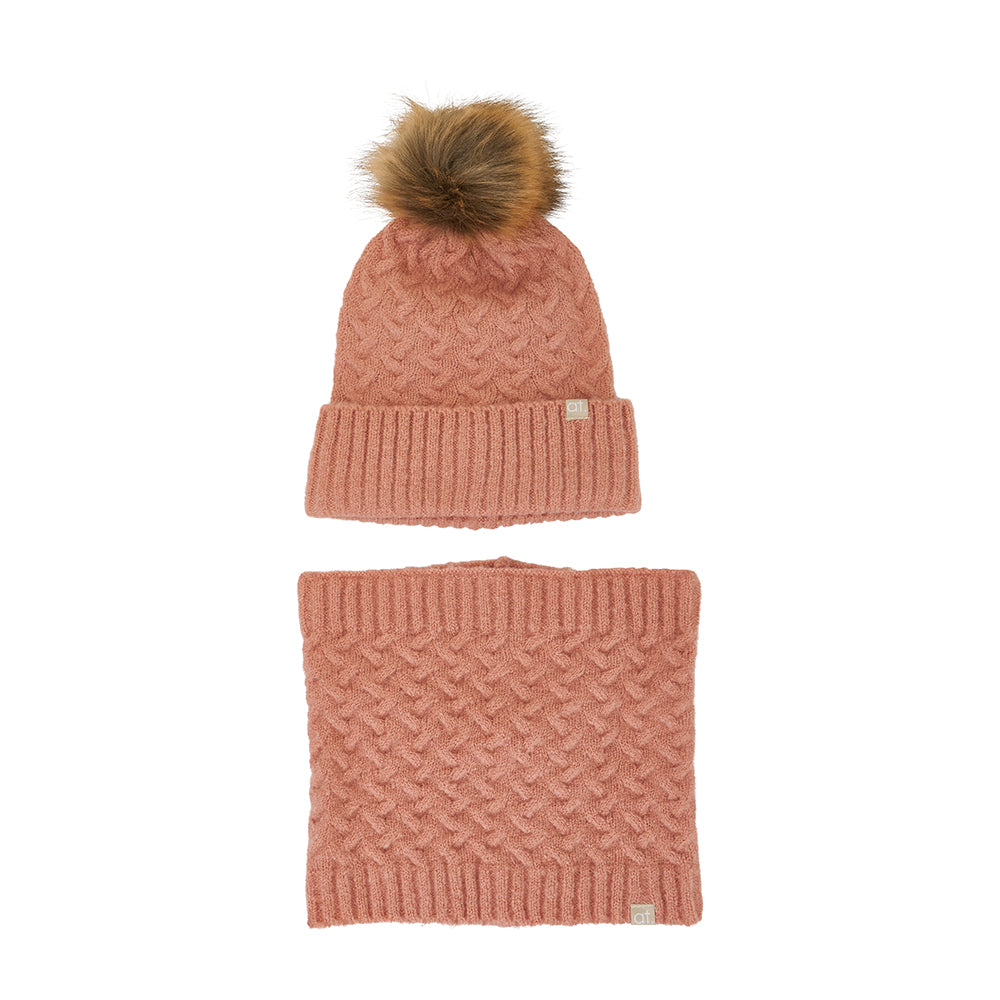 Annabel Trends Snood and Beanie Set- Cable Knit