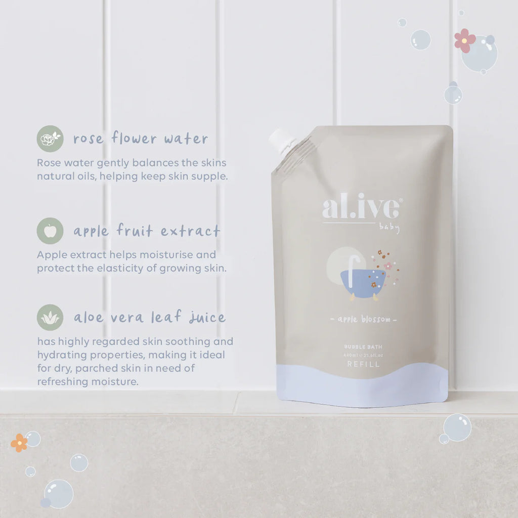 Al.ive Body 640ml Bubble Bath Refill - Apple Blossom