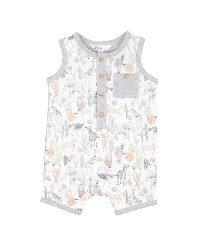 Bebe Ellis Print Lion Club Romper