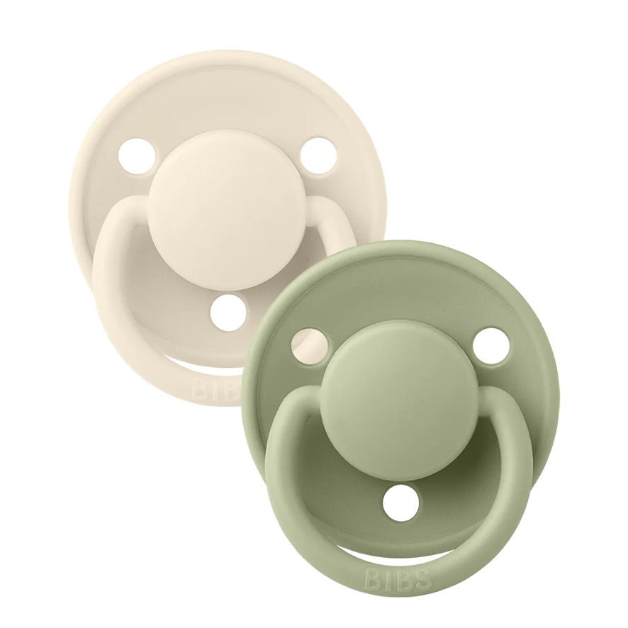 BIBS De Lux Soother Double Pack - GLOW -Assorted (Round/Natural Rubber)