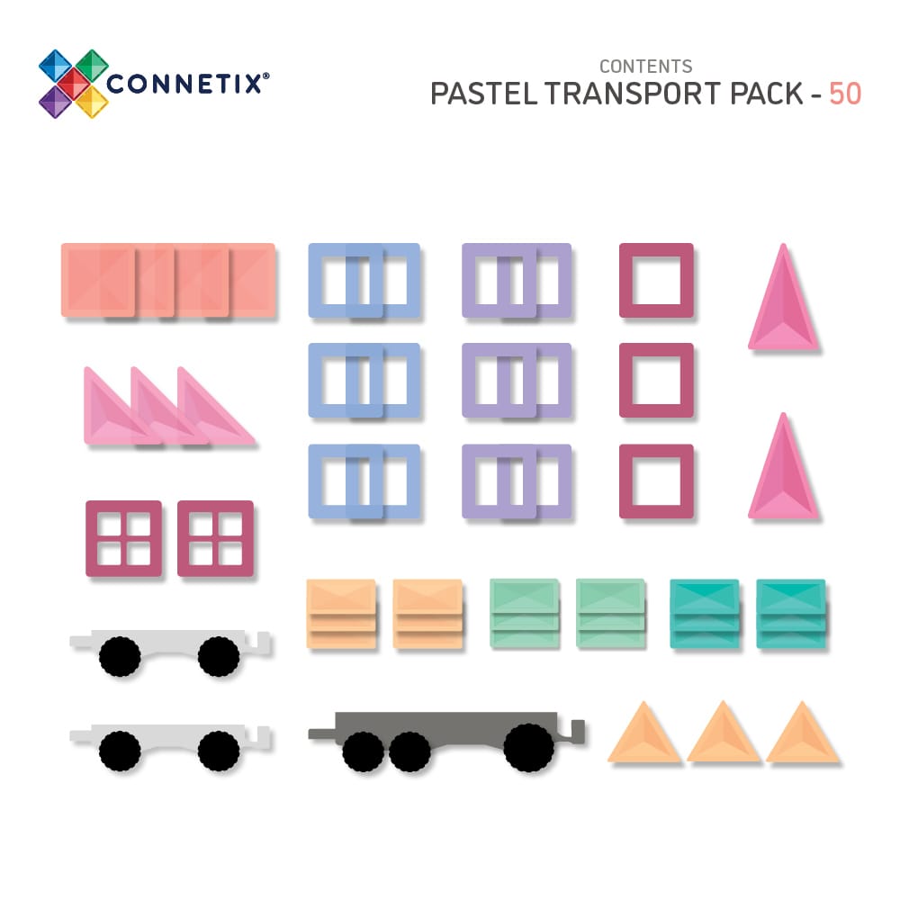 Connetix Pastel Transport Pack 50pc