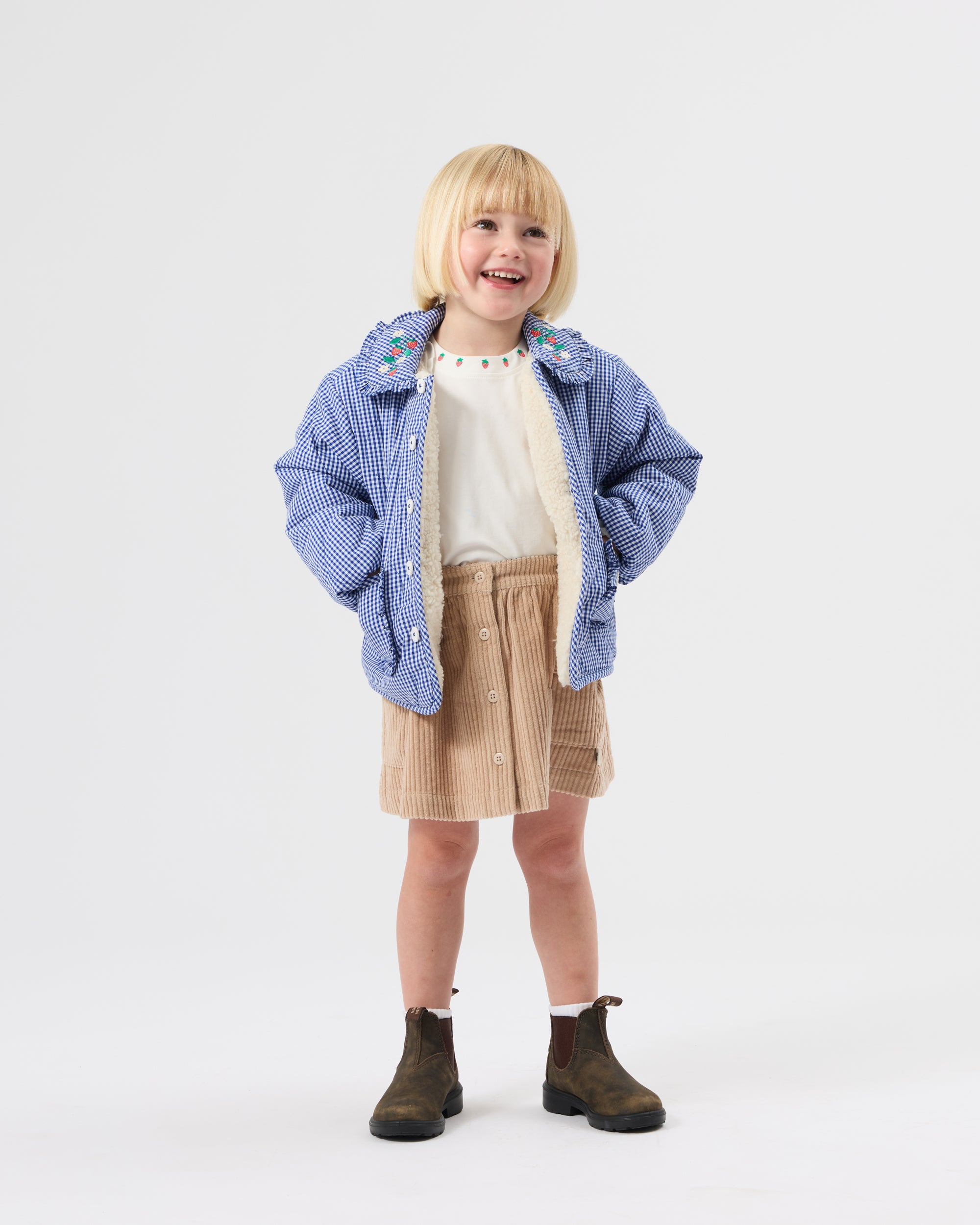 Goldie + Ace Wild Strawberry Gingham Padded Jacket