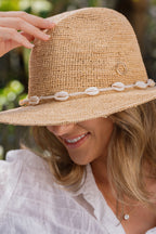 Sundaise Cathy Cowrie Shell Raffia Panama Hat