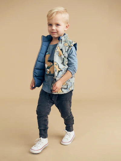 Huxbaby Dino Band Reversible Fleece vest
