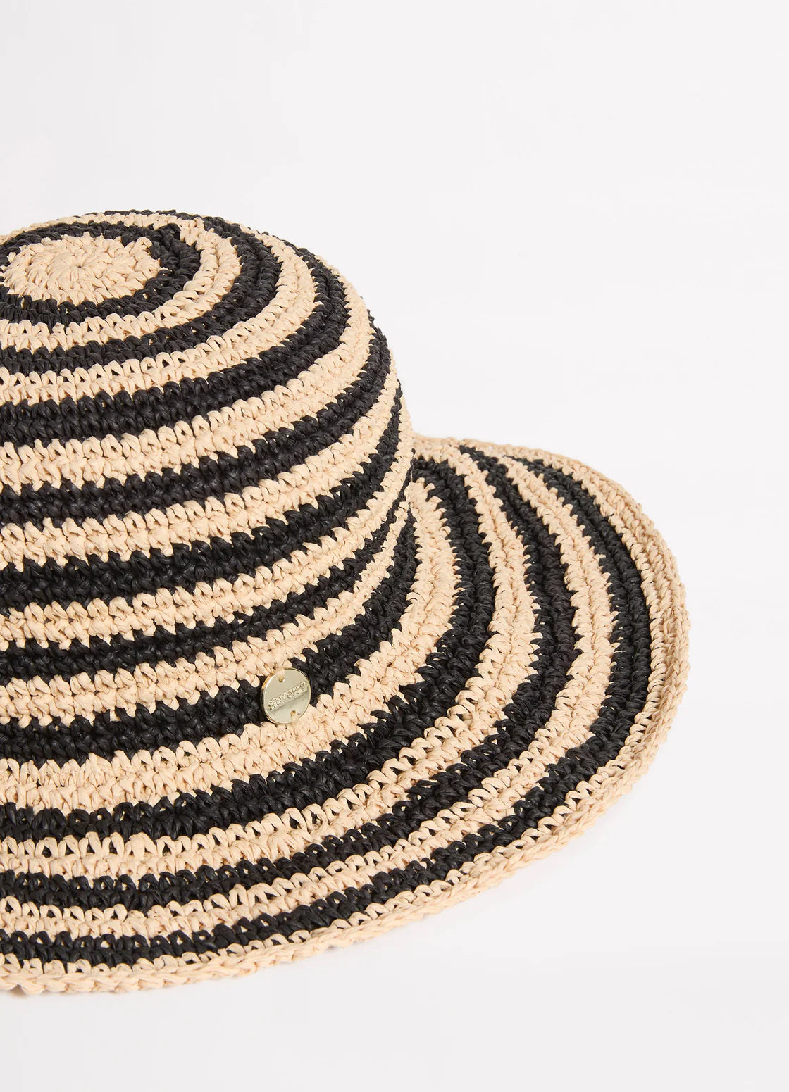 Seafolly - Raffia Stripe Bucket Hat - black/natural