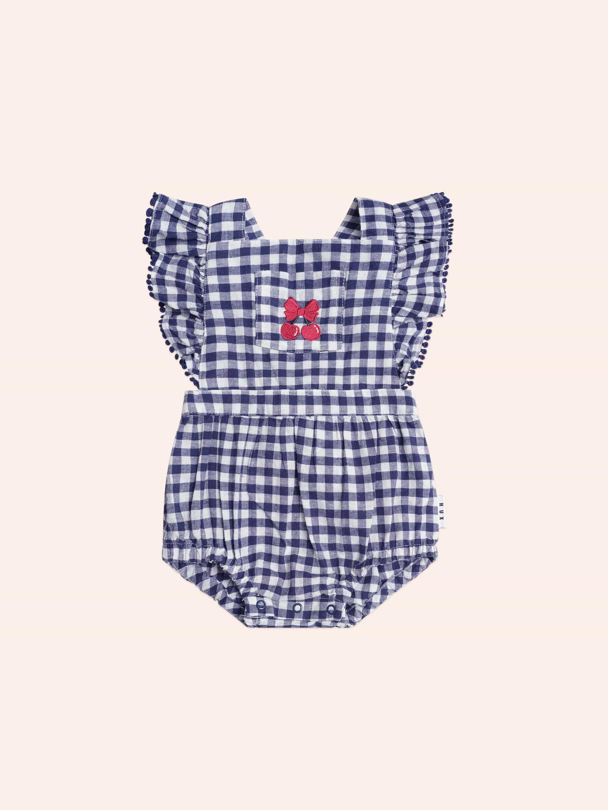 Huxbaby Frilly Playsuit Cherry Pie Check