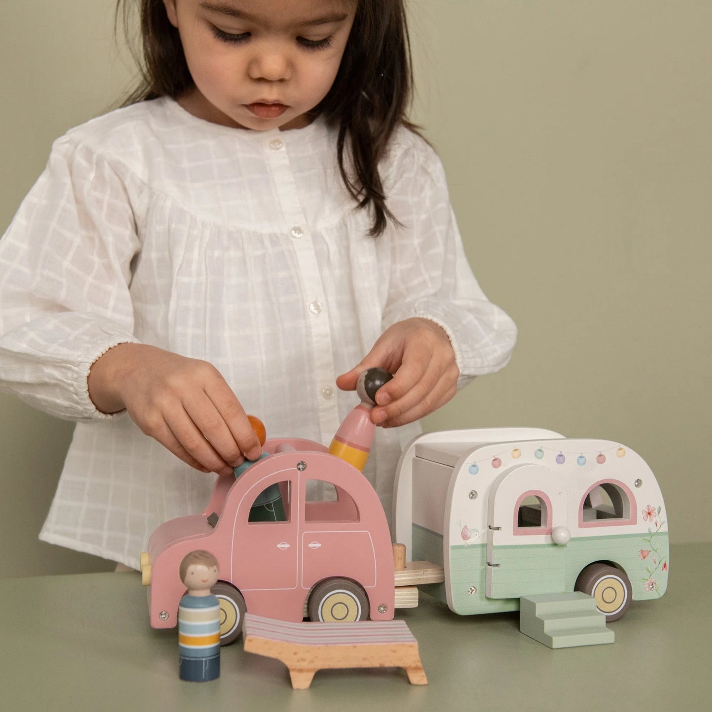Little Dutch Australia Little Dutch Wooden Toy Car with Caravan