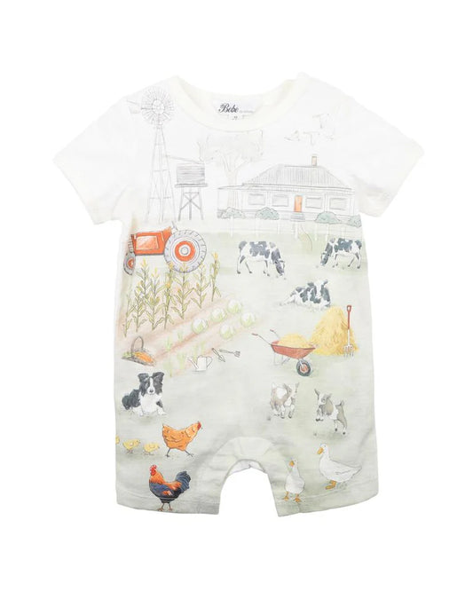 Bebe Chester Farm Short Sleeve Romper