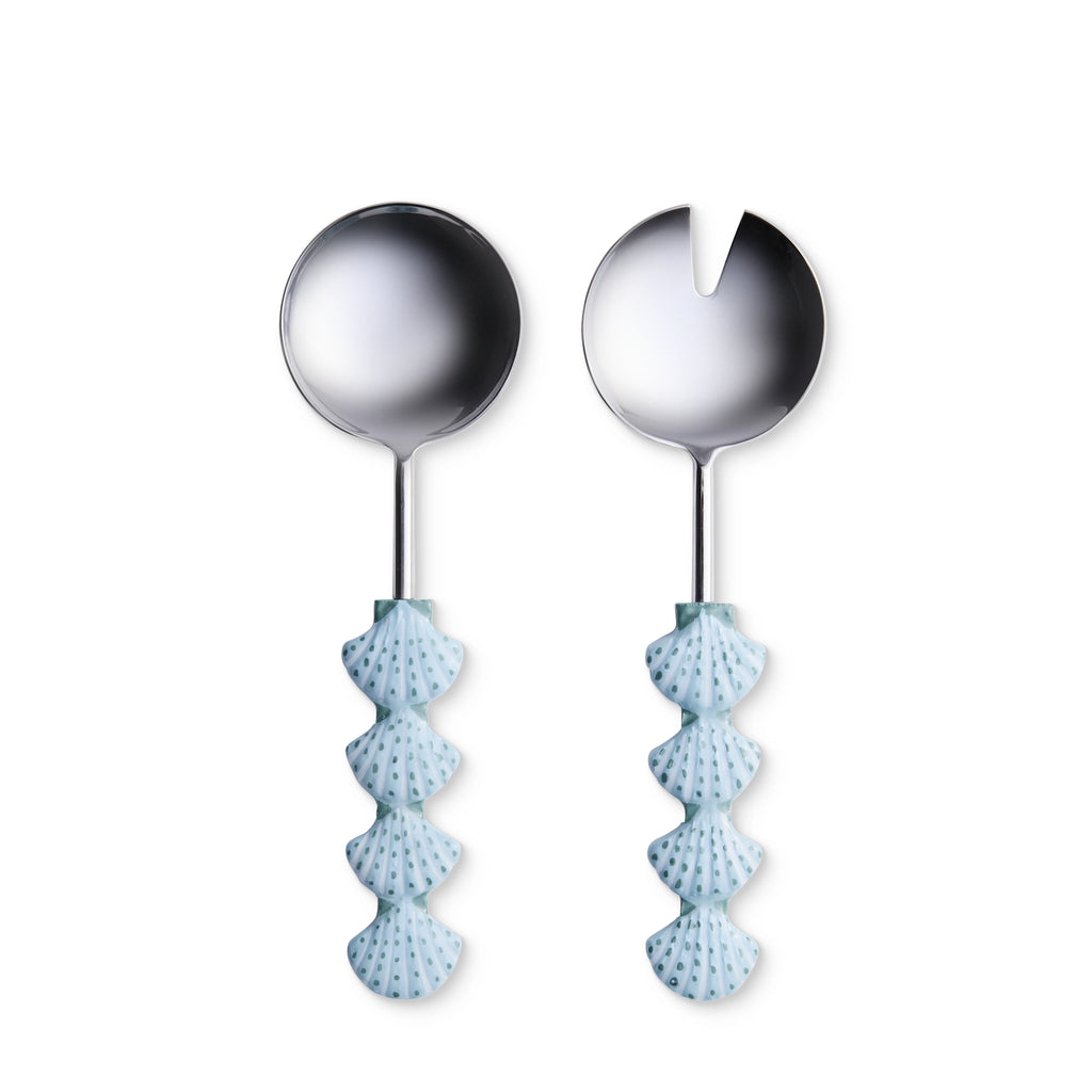 Madras Link Scallop Blue Salad Server Set 2