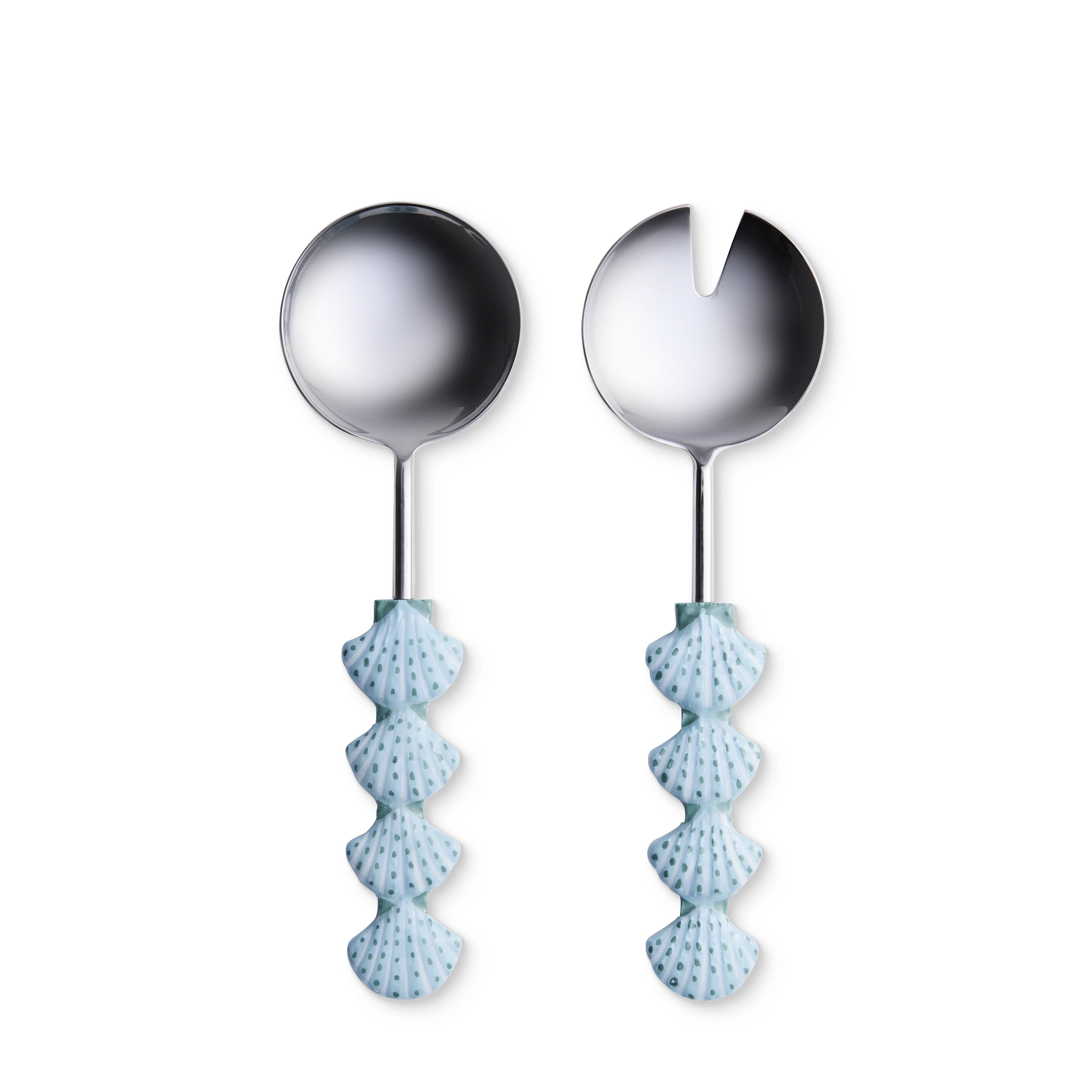 Madras Link Scallop Blue Salad Server Set 2