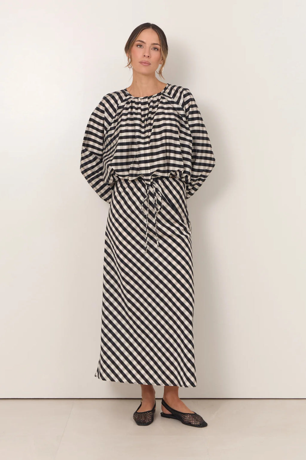 Adorne Mae Gingham Maxi Skirt
