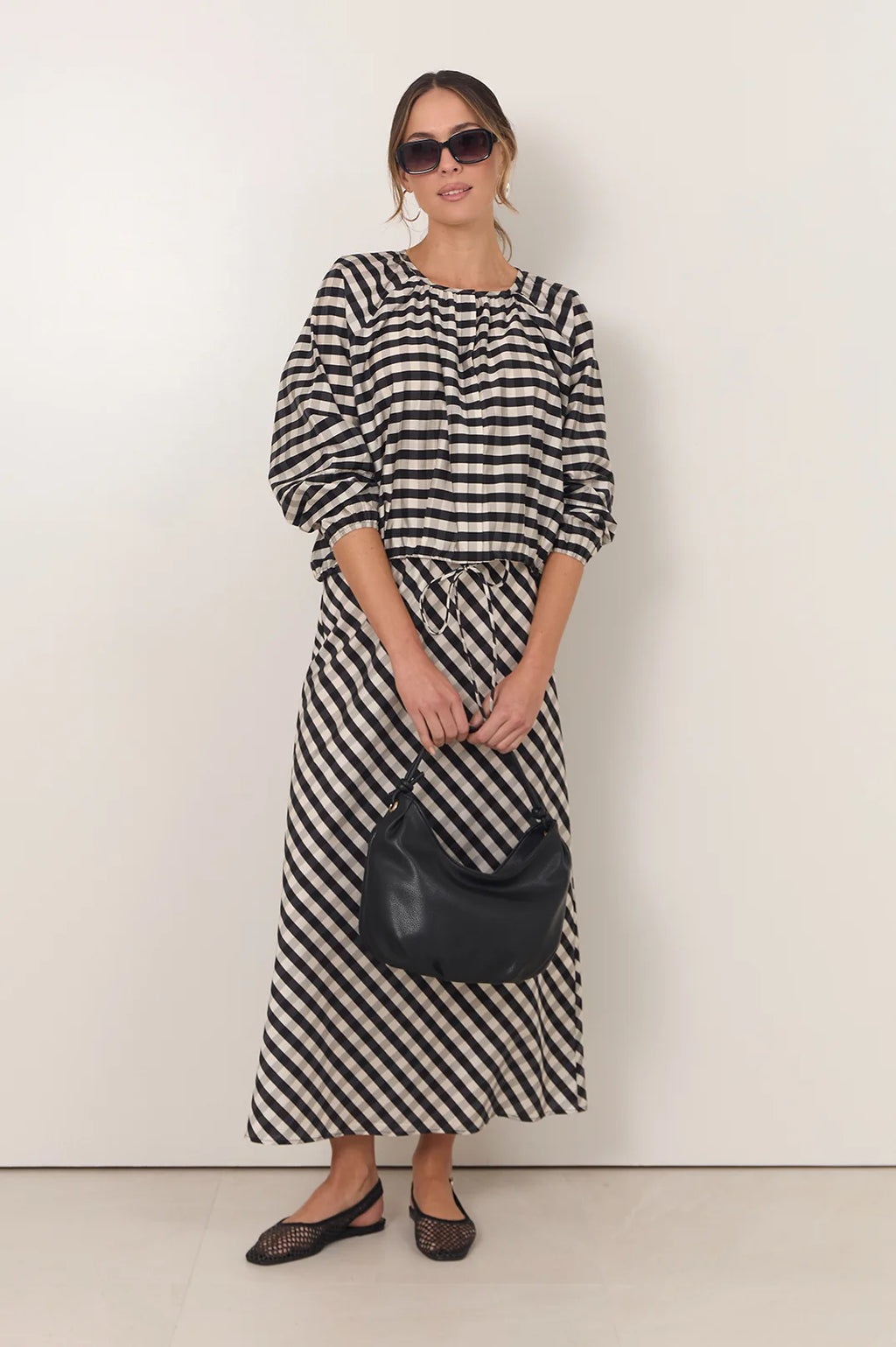 Adorne Yasmine Raglan Sleeve Gingham Top