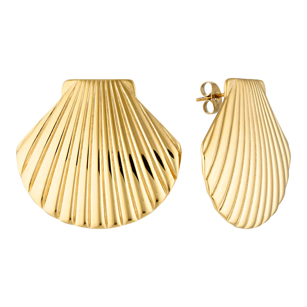 GIMME - Isobel Shell Statement Earrings (Gold & Silver)