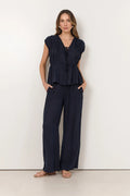 Adorne Lorna Cupro Navy Pant