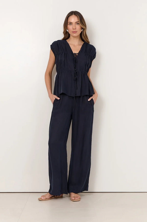 Adorne Lorna Cupro Navy Pant