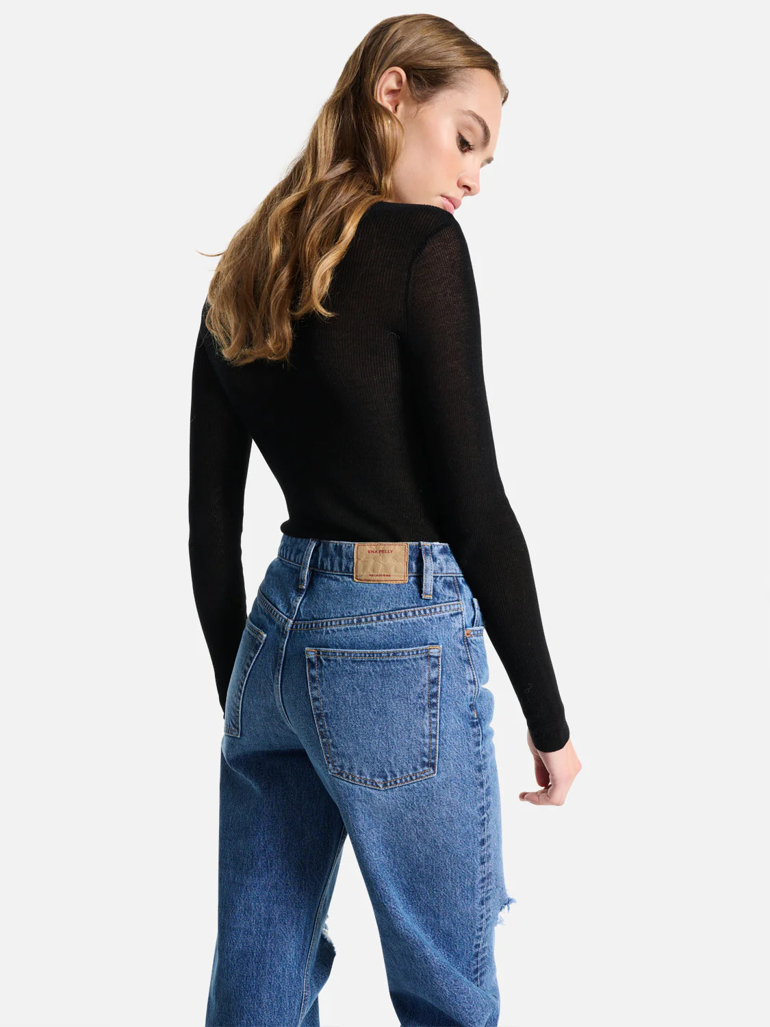 Ena Pelly Willow Sheer Knit Top