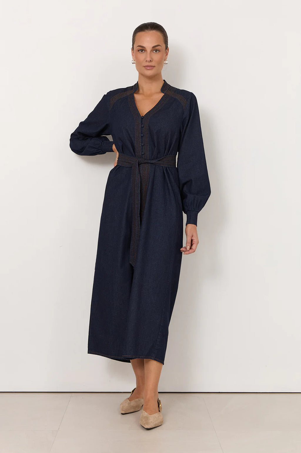 Adorne Vivi Lightweight Denim Midi Dress