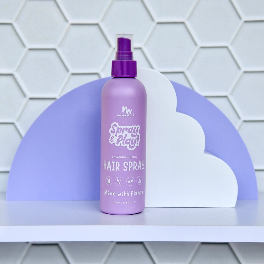 No Nasties Kids Plant Based Alcohol Free Hair Spray in Calming Lavender and Fresh Lime 200ml