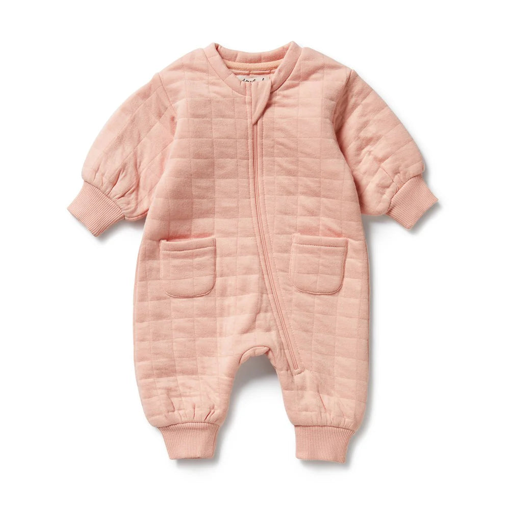 Wilson & Frenchy Pretty Pink Organic Quilted Growsuit