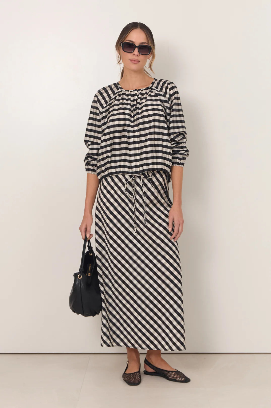 Adorne Mae Gingham Maxi Skirt