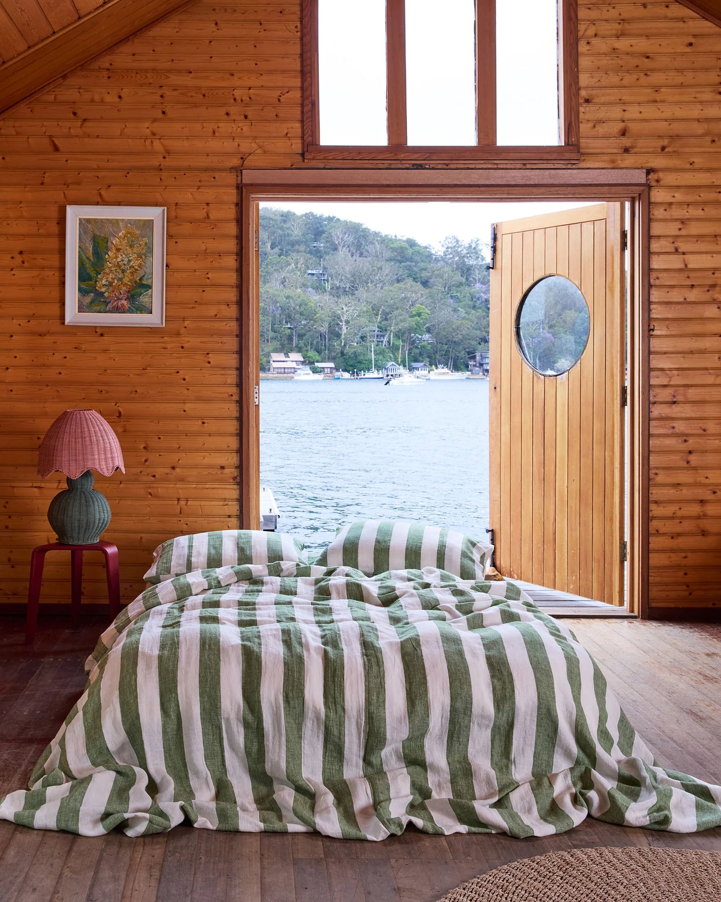 Kip & Co - Moss Stripe Linen Pillowcases 2P Std Set