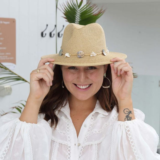 Sundaise Hat Megan Panama With Shells