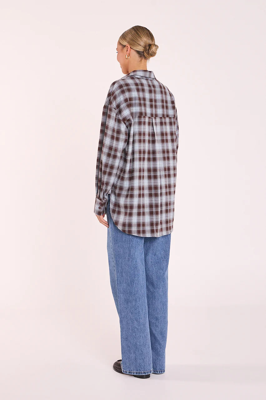 Feather & Noise Luca Shirt Blue Chocolate Check