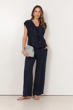 Adorne Lorna Cupro Navy Pant