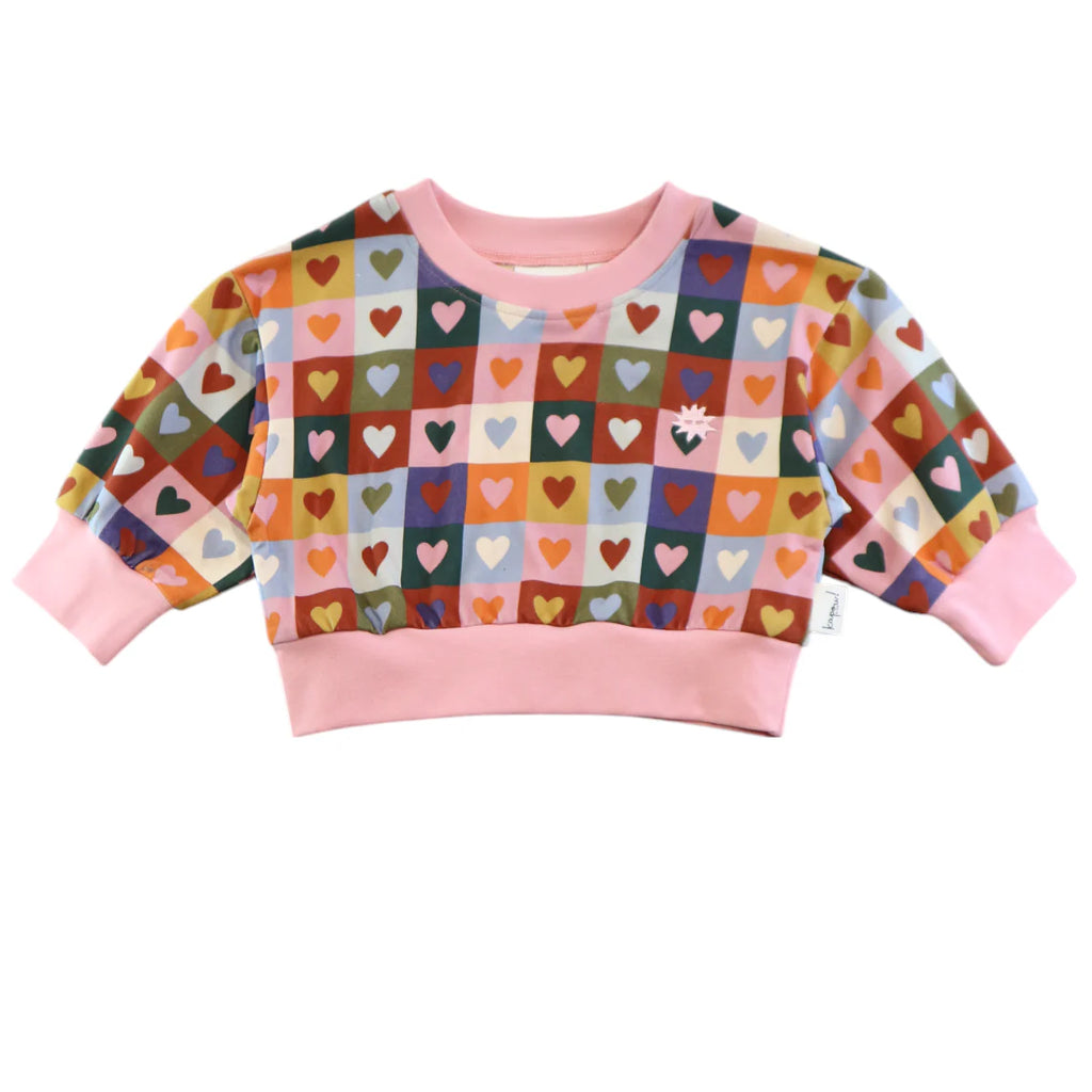 Kapow Kids Heart Checkerboard Sweater