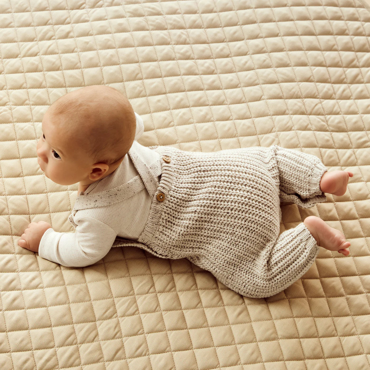 Wilson & Frenchy Cookie & Cream Organic Knitted Overalls