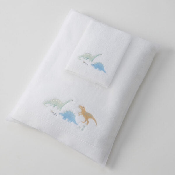 Jiggle & Giggle Dallying Dino Bath Towel & Face Washer in Organza Bag