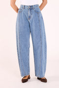 Feather & Noise Lola Barrel Jeans Panel Deep Blue