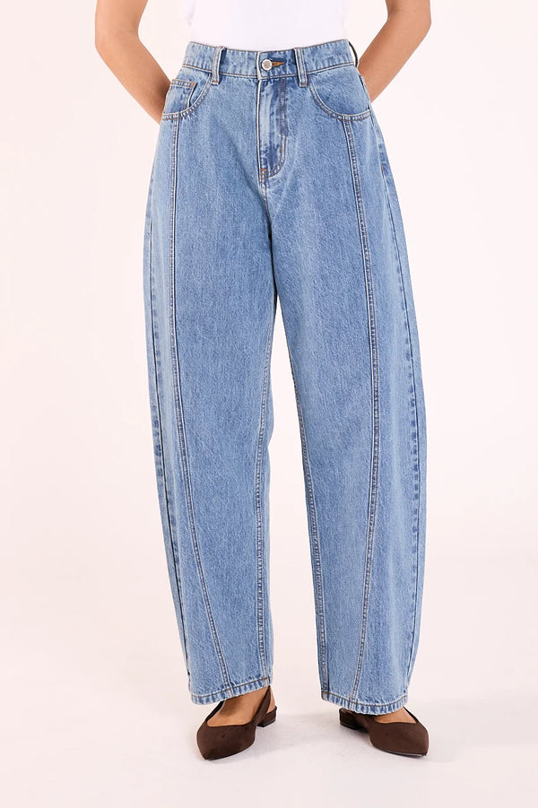 Feather & Noise Lola Barrel Jeans Panel Deep Blue