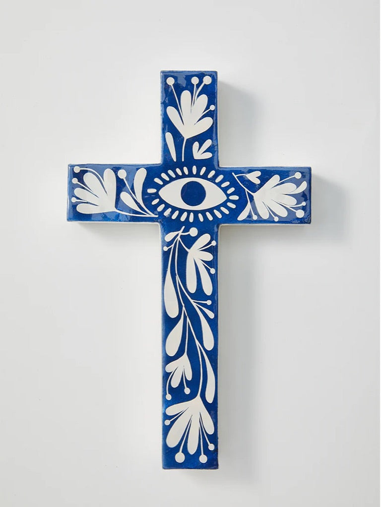 Jones & Co Tulum Cross Large Blue Eyes