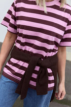 Feather & Noise Carter Bold Tee Violet Plum Stripe