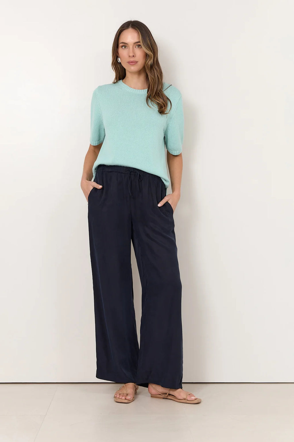 Adorne Lorna Cupro Navy Pant