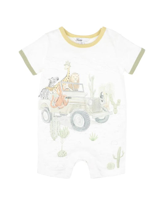 Bebe Ellis Safari Short Sleeve Romper