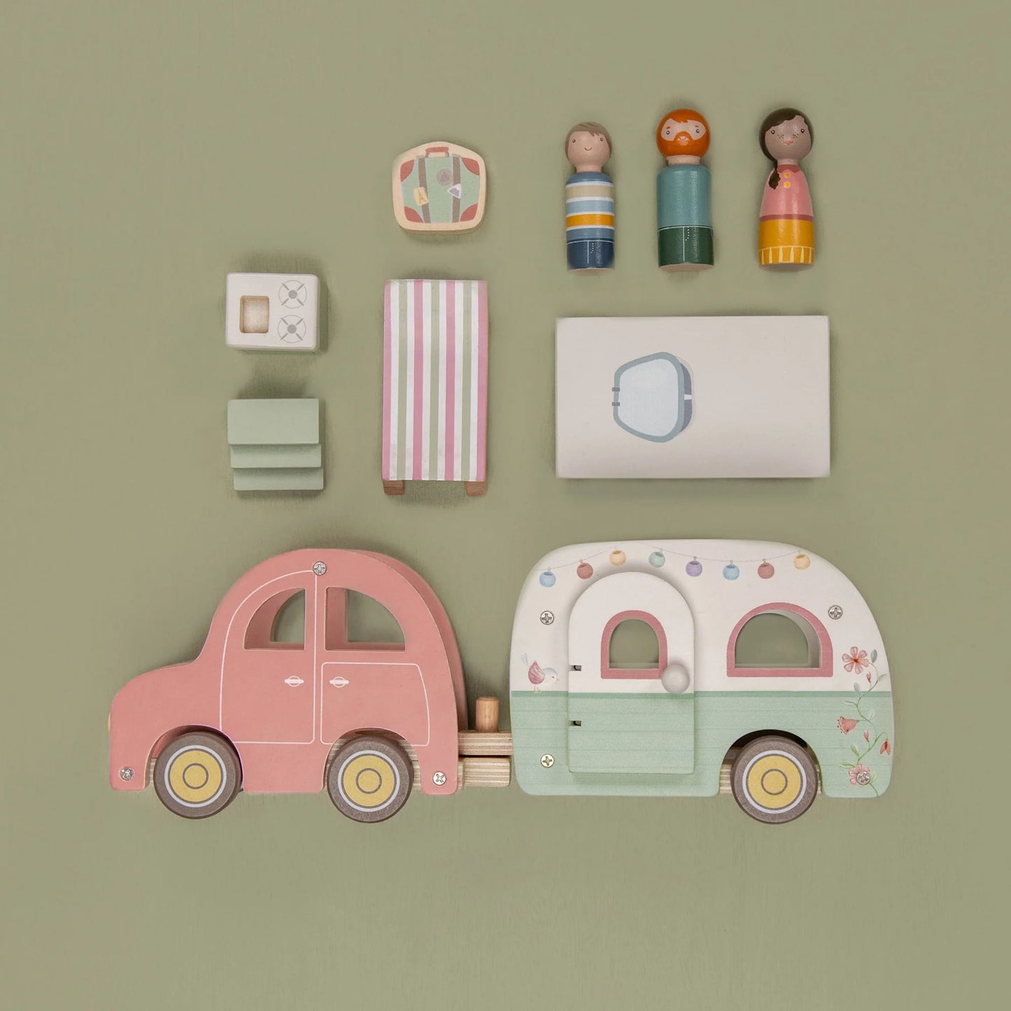 Little Dutch Australia Little Dutch Wooden Toy Car with Caravan