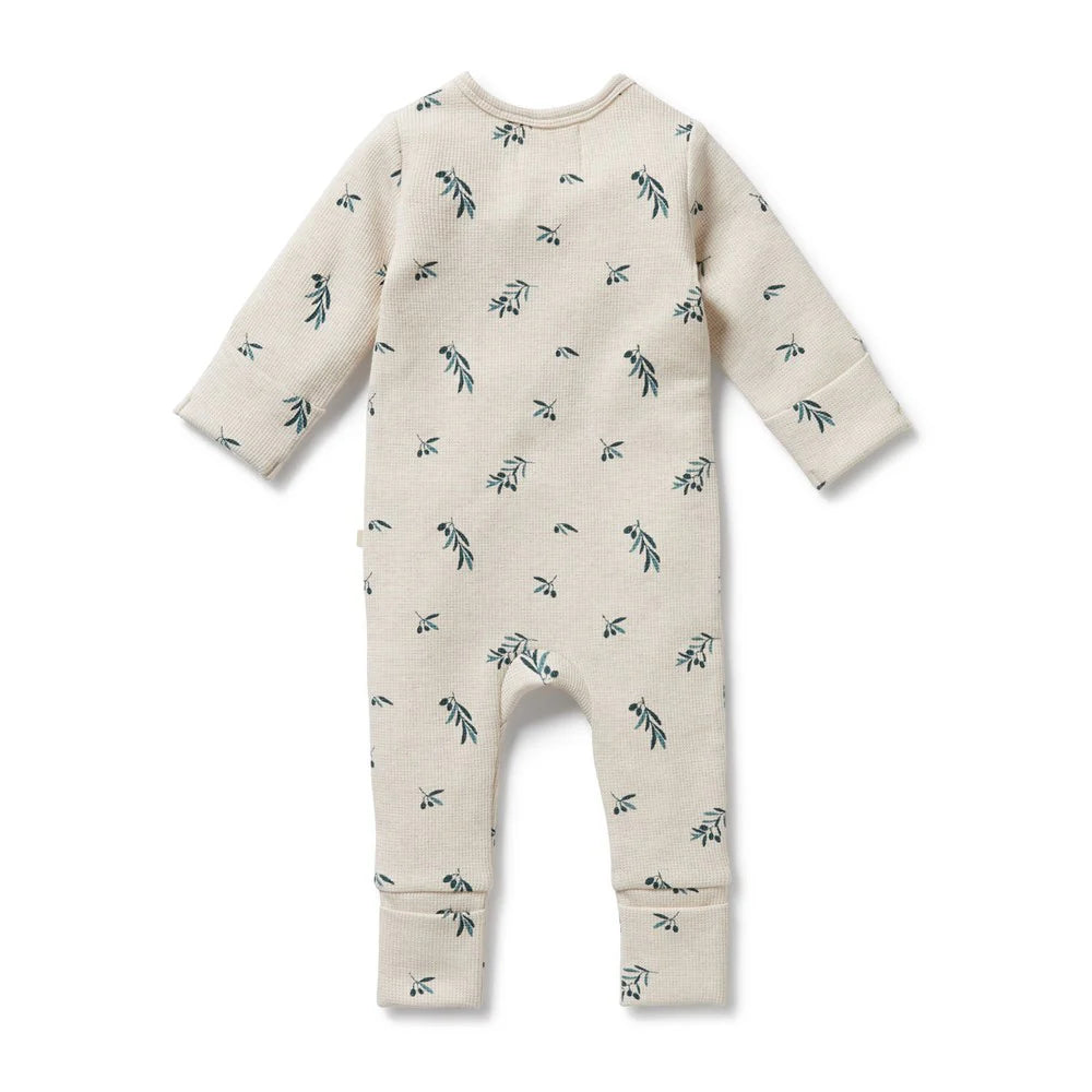 Wilson & Frenchy Little Olive Organic Waffle Zipsuit
