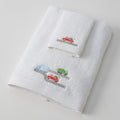 Jiggle & Giggle Trucking Along Bath Towel & Face Washer in Organza Bag