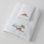 Jiggle & Giggle Trucking Along Bath Towel & Face Washer in Organza Bag