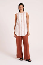 Nude Lucy Aisha Linen Sleeveless Shirt Amber Stripe